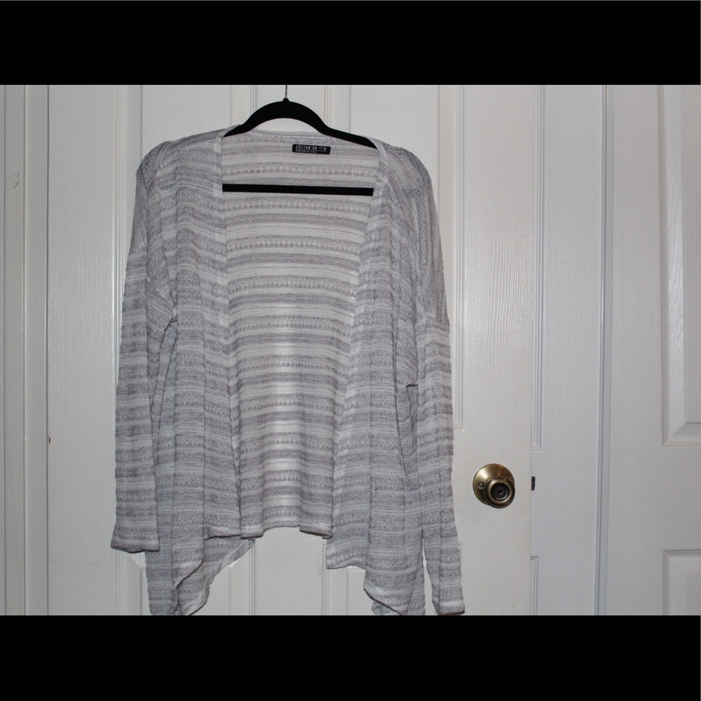 Gray and White stripped cardigan